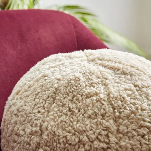 Round Ball Cushion - Cream, Boucle