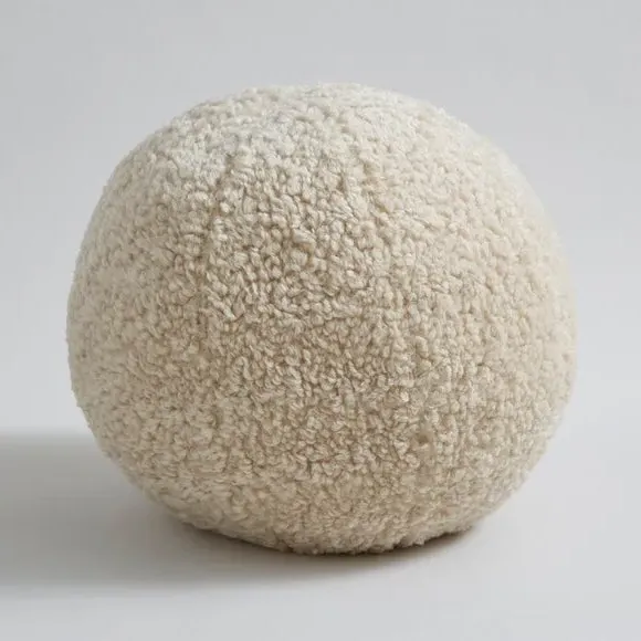 Round Ball Cushion - Cream, Boucle