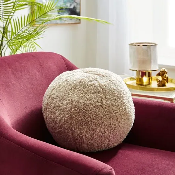 Round Ball Cushion - Cream, Boucle image