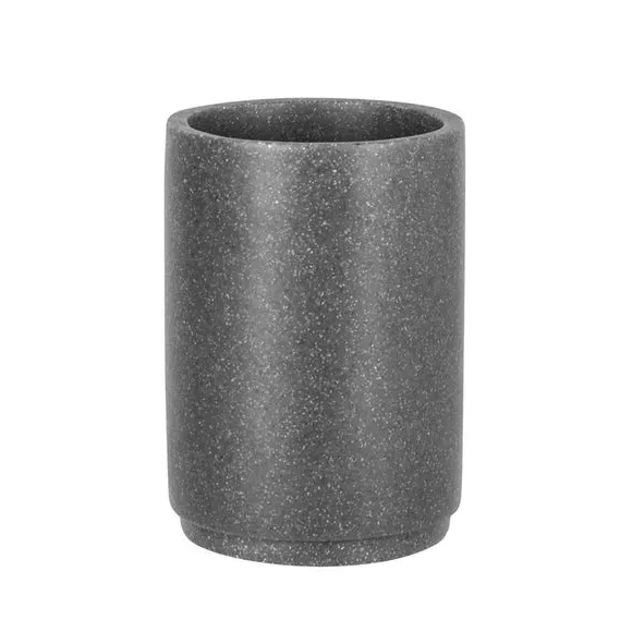Round Bathroom Tumbler - Grey, Resin