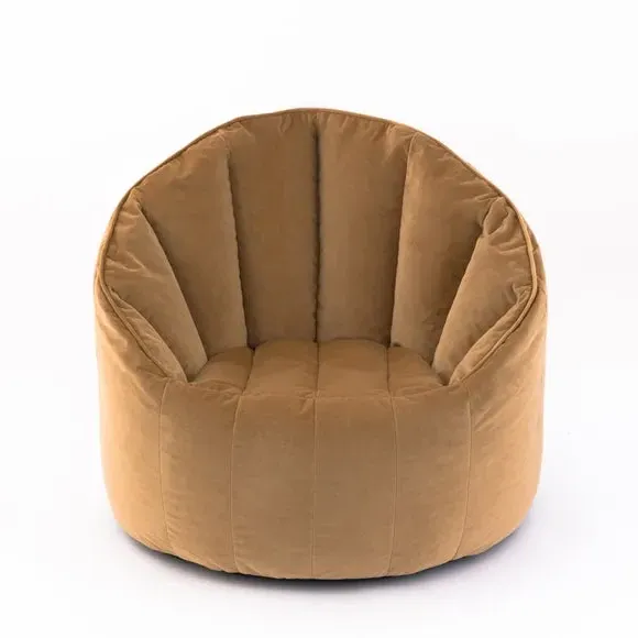 Round Beanbag Chair with Zip - Caramel, Velvet