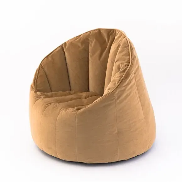 Round Beanbag Chair with Zip - Caramel, Velvet