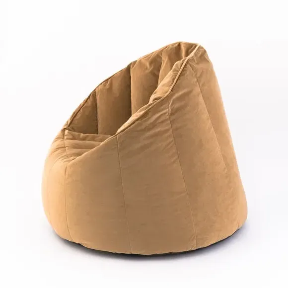 Round Beanbag Chair with Zip - Caramel, Velvet