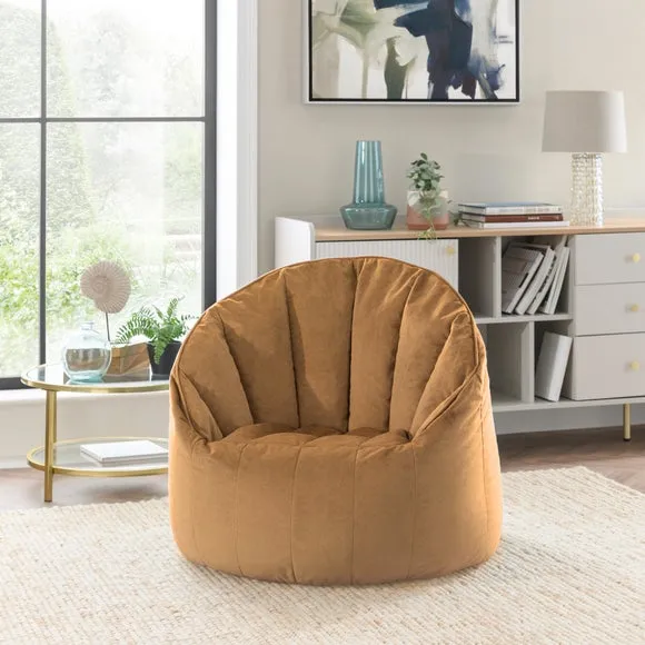 Round Beanbag Chair with Zip - Caramel, Velvet