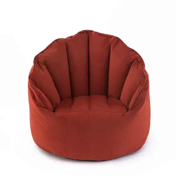 Round Beanbag Chair with Zip - Orange, Velvet
