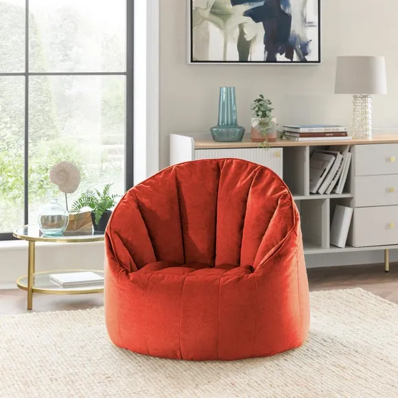 Round Beanbag Chair with Zip - Orange, Velvet