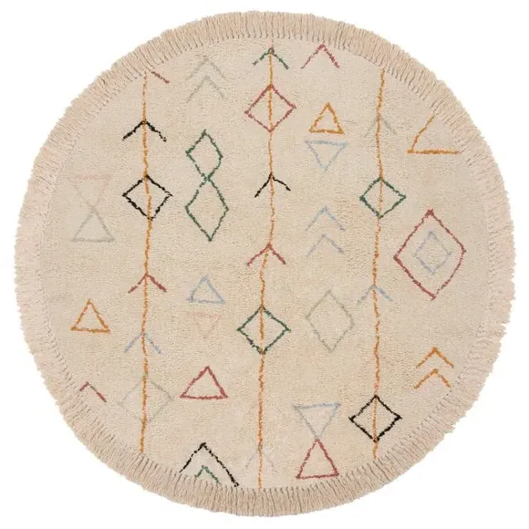 Round Berber Rug - Multicoloured, Cotton