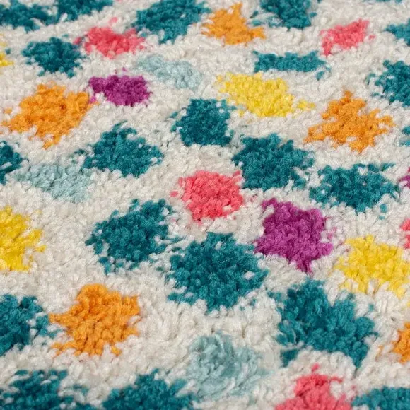 Round Berber Rug with Spots - Multi, Polypropylene
