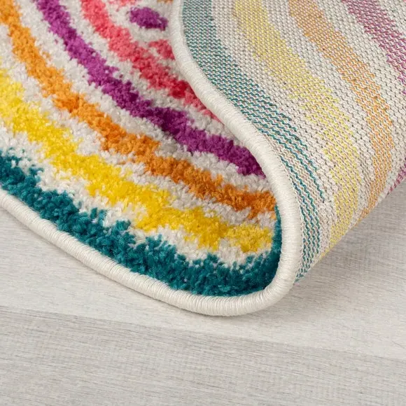 Round Berber Rug with Spots - Multi, Polypropylene