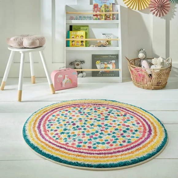 Round Berber Rug with Spots - Multi, Polypropylene image