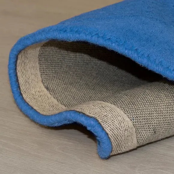 Round Border Rug - Blue, Wool