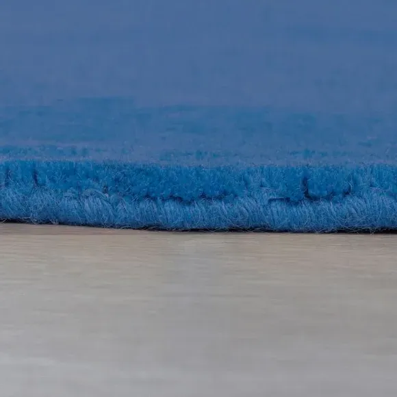 Round Border Rug - Blue, Wool