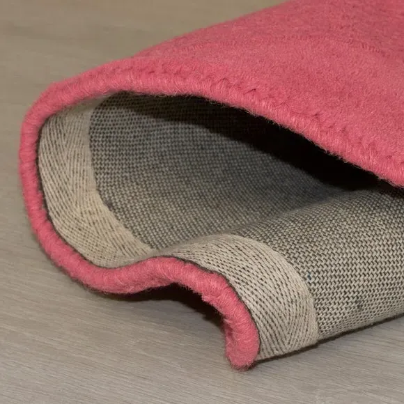 Round Border Rug - Magenta, Wool