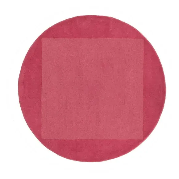 Round Border Rug - Magenta, Wool