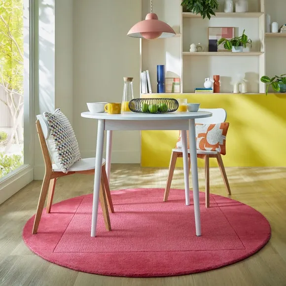 Round Border Rug - Magenta, Wool