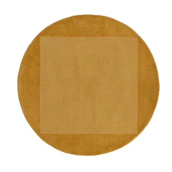 Round Border Rug - Ochre, Wool