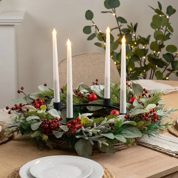 Round Candlestick Holder Centrepiece - Grey