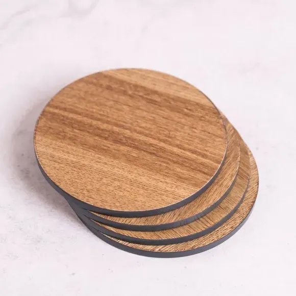 Round Coasters Set of 4 - Charcoal, Wood image