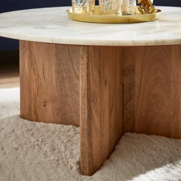 Round Coffee Table - Natural, Mango Wood