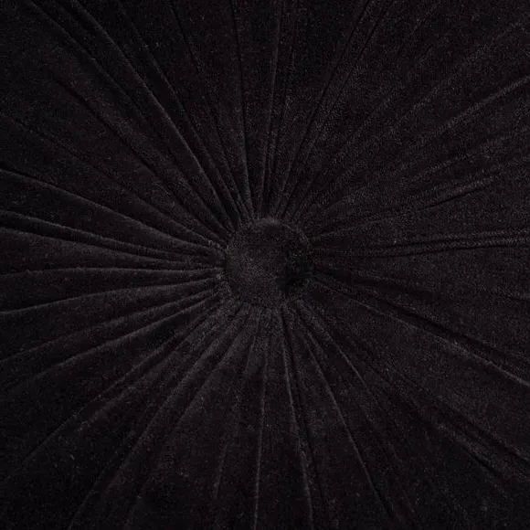 Round Cushion with Plump Filling - Black, Velvet