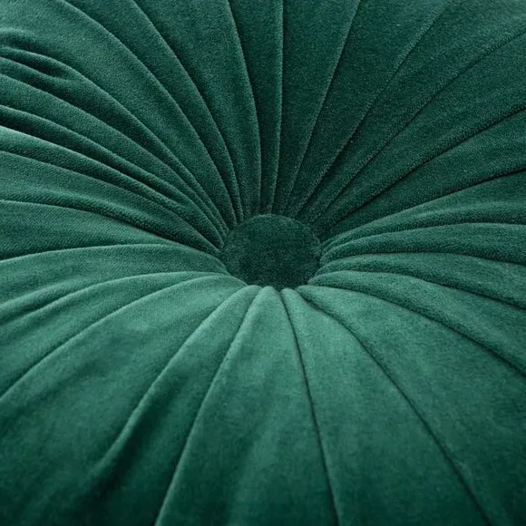 Round Cushion with Plump Filling - Ochre, Velvet