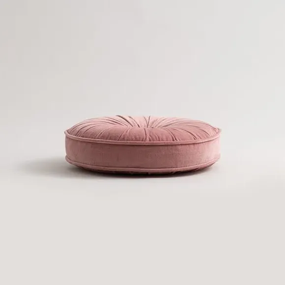 Round Cushion with Plump Filling - Pink, Velvet