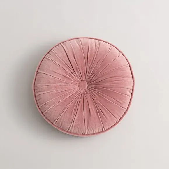 Round Cushion with Plump Filling - Pink, Velvet