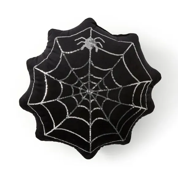 Round Cushion with Sequin Detail - Black