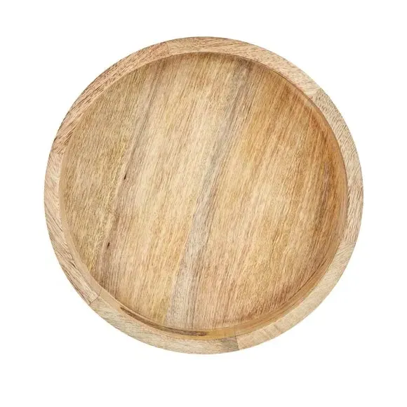 Round Decorative Tray with Handles - Natural, Mango Wood