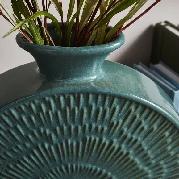 Round Decorative Vase - Emerald, Stoneware