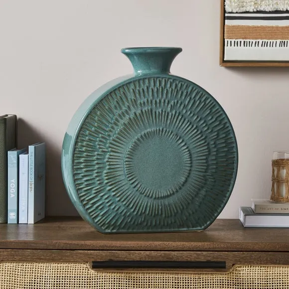 Round Decorative Vase - Emerald, Stoneware