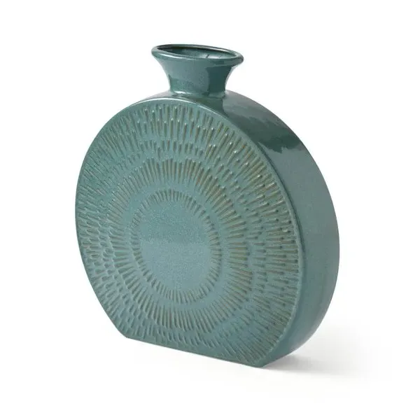 Round Decorative Vase - Emerald, Stoneware