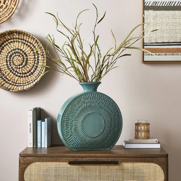Round Decorative Vase - Emerald, Stoneware