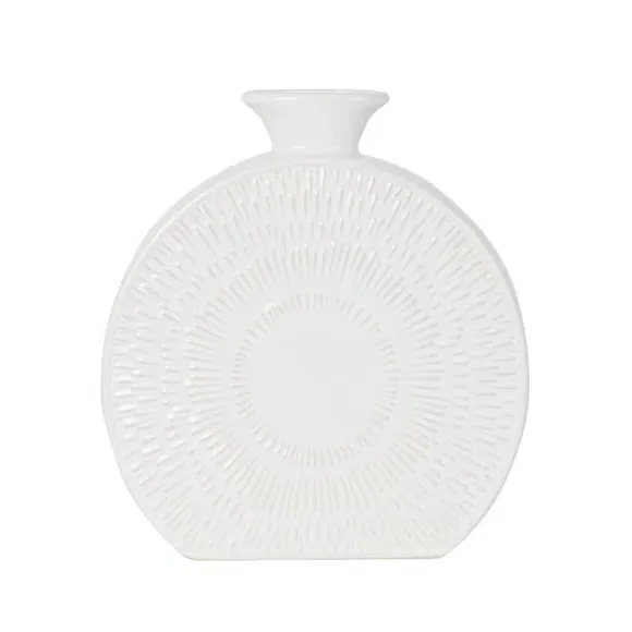 Round Decorative Vase - White, Stoneware