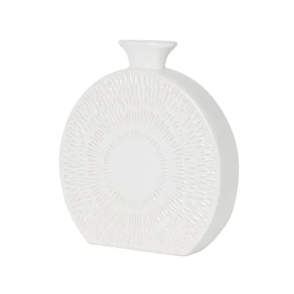 Round Decorative Vase - White, Stoneware