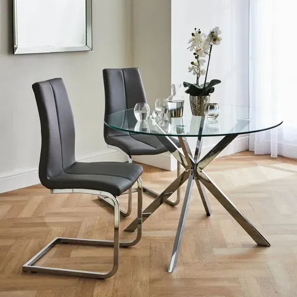 Round Dining Set with 2 Chairs - Clear, Glass image