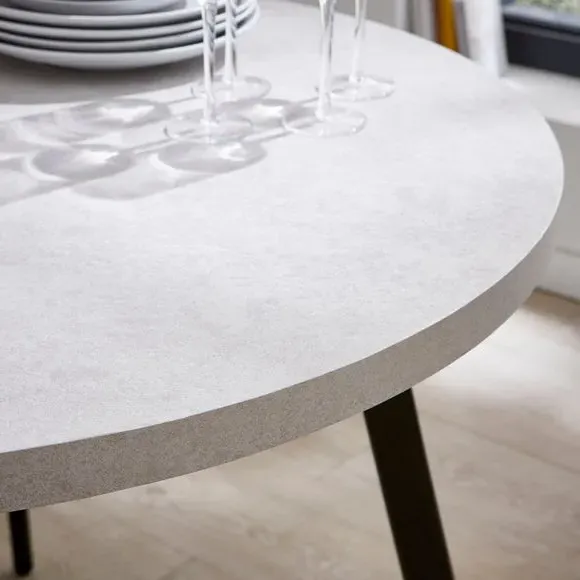 Round Dining Table 4-Seater - Grey, Concrete Effect