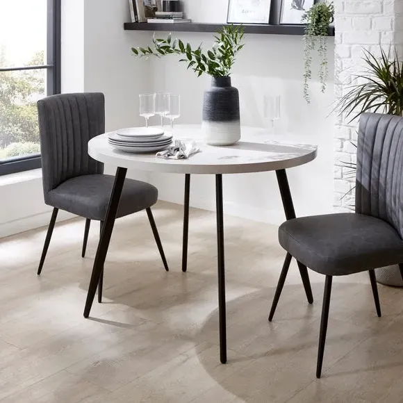 Round Dining Table 4-Seater - Grey, Concrete Effect image