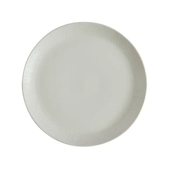 Round Dinner Plate with Embossed Design - White