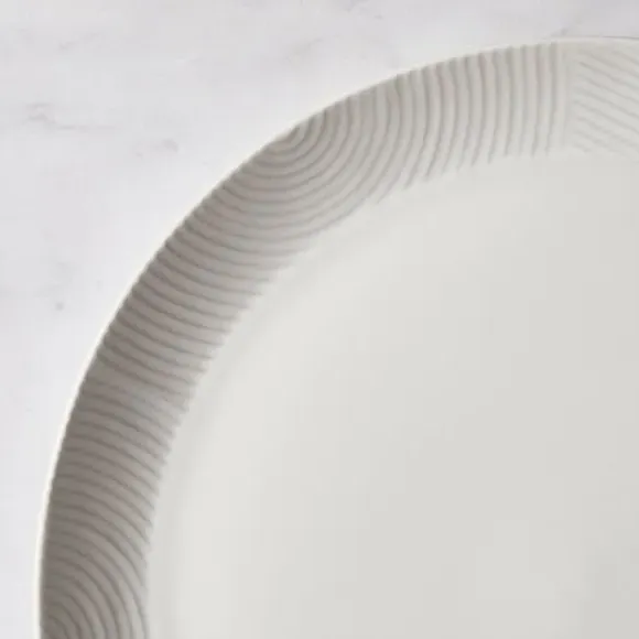 Round Dinner Plate with Embossed Design - White