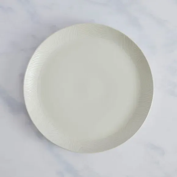 Round Dinner Plate with Embossed Design - White image
