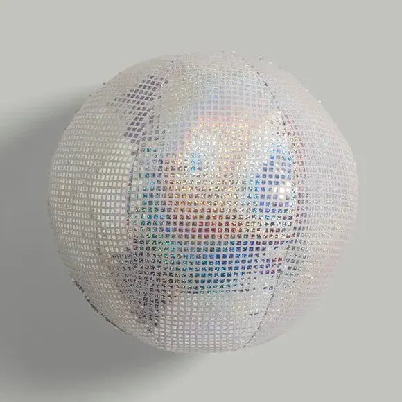 Round Disco Ball Cushion - Silver, Polyester
