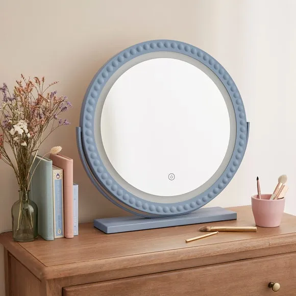 Round Dressing Mirror with Touch Dimmer - Blue