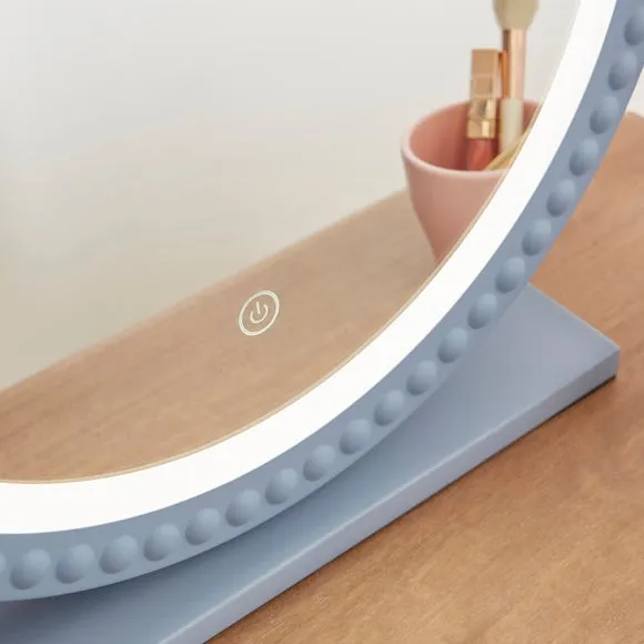 Round Dressing Mirror with Touch Dimmer - Blue