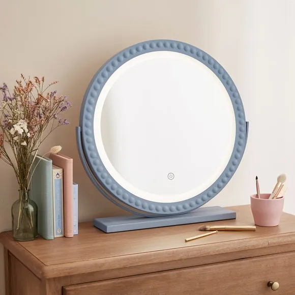 Round Dressing Mirror with Touch Dimmer - Blue image