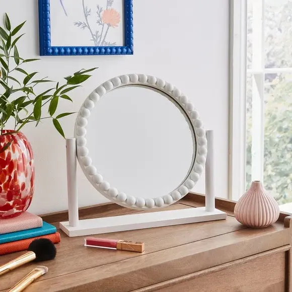Round Dressing Table Mirror - White