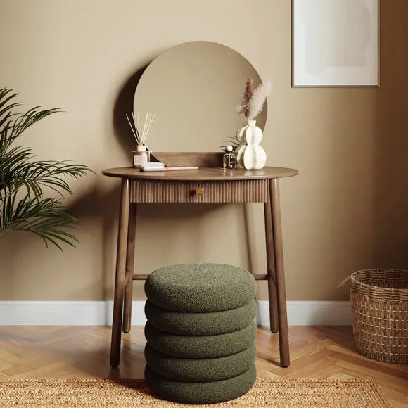 Round Dressing Table with Mirror - Dark Wood image