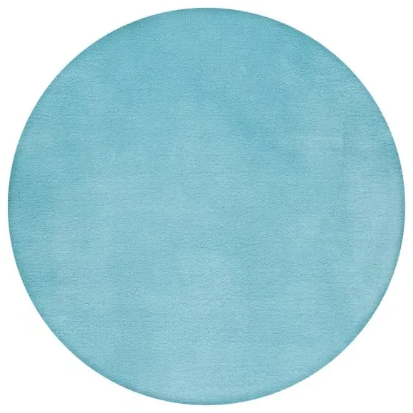 Round Faux Fur Rug - Blue, Polyester