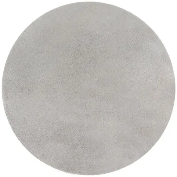 Round Faux Fur Rug - Grey, Polyester