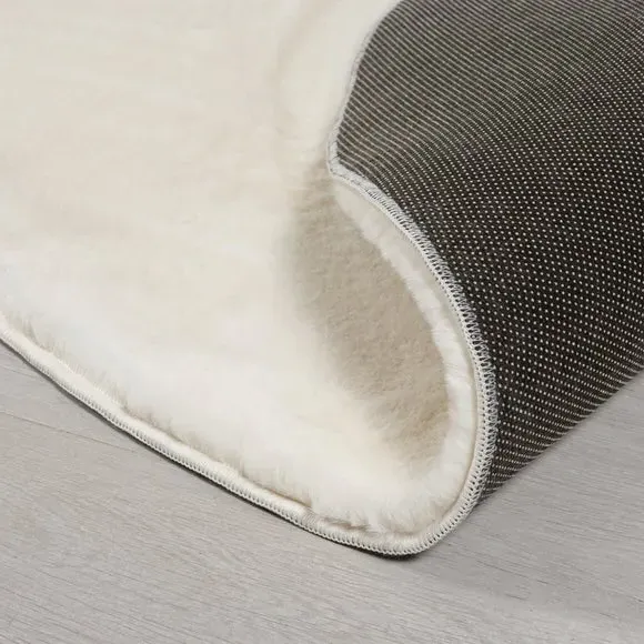 Round Faux Fur Rug - Ivory, Polyester